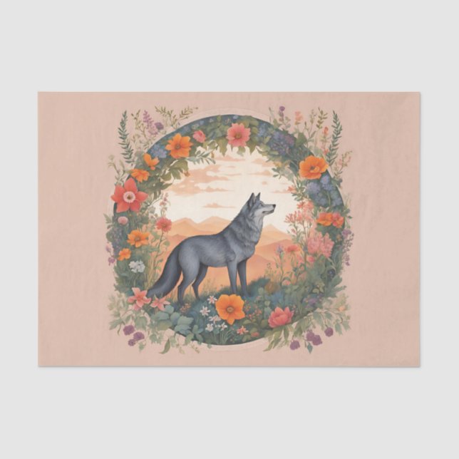 Cotagecore Wolf Decoupage Seidenpapier (Vorderseite)