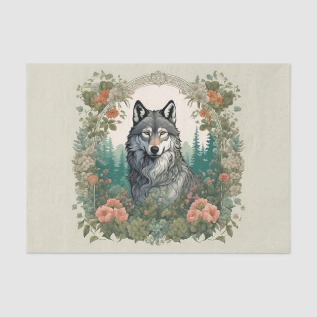 Cotagecore Wolf Decoupage Seidenpapier (Vorderseite)