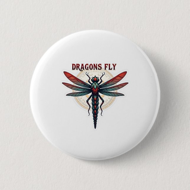 Cotattcore Aesthetic Dragonfly Mushroom Witchy Fl Button (Vorderseite)