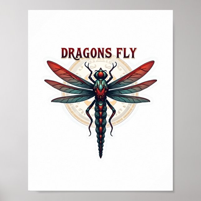 Cotattcore Aesthetic Dragonfly Mushroom Witchy Fl Poster (Vorne)