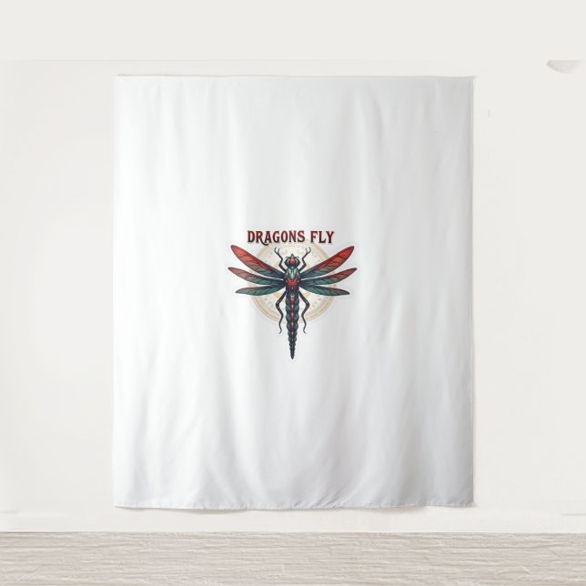 Cotattcore Aesthetic Dragonfly Mushroom Witchy Fl Wandteppich (Vorderseite)
