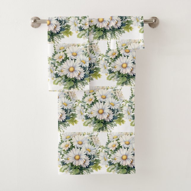 Cotattcore White Daisis Daisy Floral Handtuch Set (Insitu)