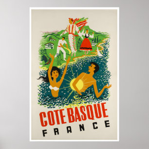 Cote Basque Kunst Vintage Französischer Druck Fran Poster