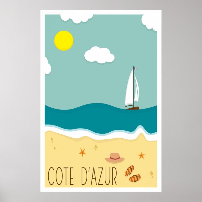 Cote d'Azur, Affiche de voyage (Devant)