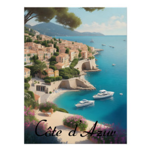 Côte d'Azur Frankreich Französische Riviera Reise Poster