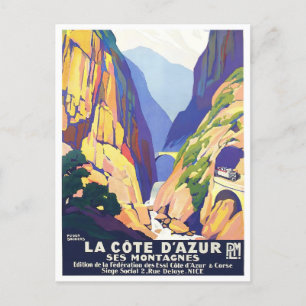 Côte d'Azur Frankreich Vintage-Reise  Postkarte