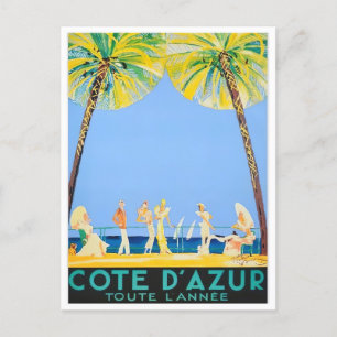 Côte d'Azur Frankreich Vintage-Reise Postkarte