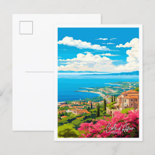 Côte d'Azur Frankreich vintage Reiseillustration Postkarte
