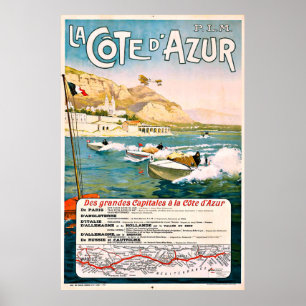 Côte d'Azur, Französische Riviera, Bootsrennen, Fr Poster
