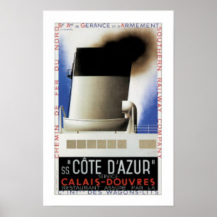 Cote d'Azur Kanal-Fähren-Plakat Poster