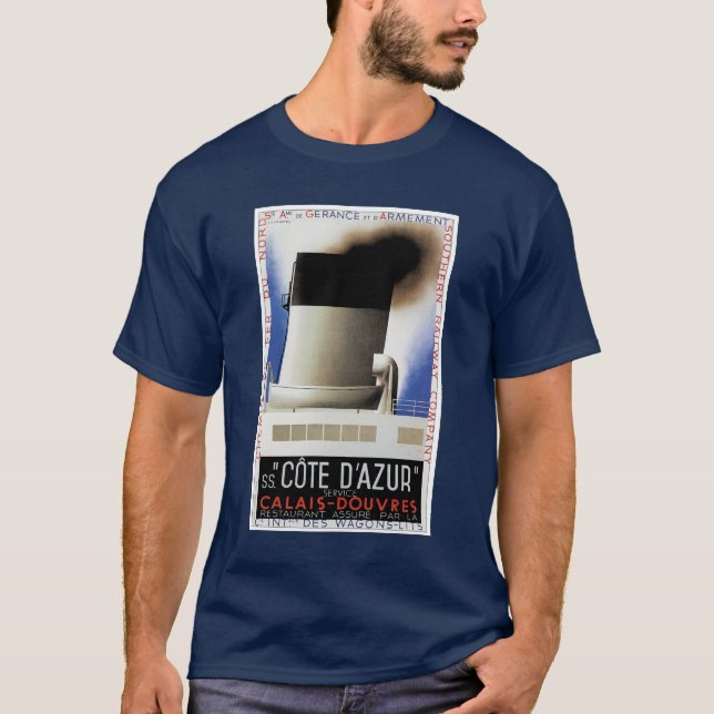 Cote d'Azur Kanal-Fähren-Plakat-T - Shirt (Vorderseite)