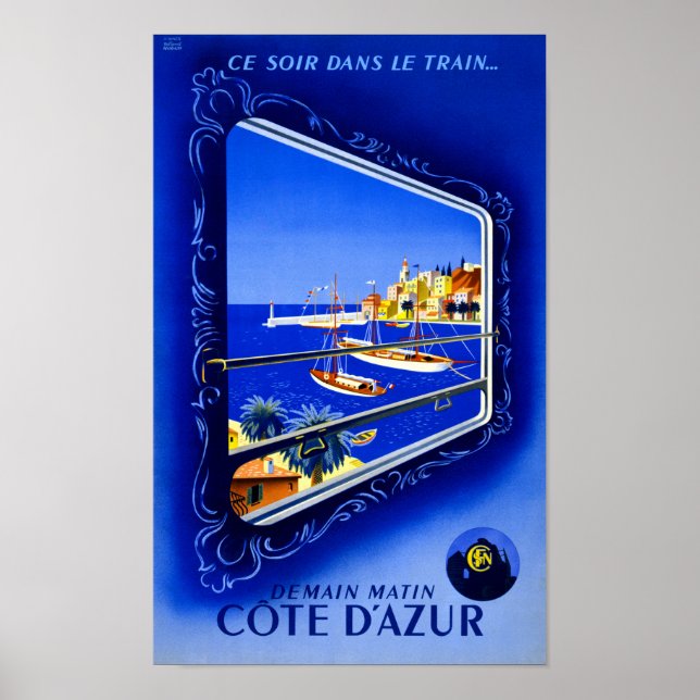 Cote d'Azur Vintage Poster restauriert (Vorne)