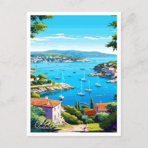 Côte d'Azur Vintage-Reiseillustration Postkarte