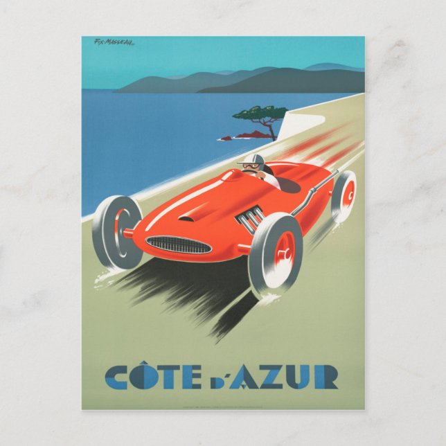 Cote d'Azur Vintages französisches Reiseplaner Postkarte (Vorderseite)
