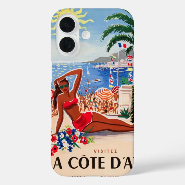 Cote D'Azur Vintages französisches Reiseprogramm iPhone 16 Hülle (Rückseite)