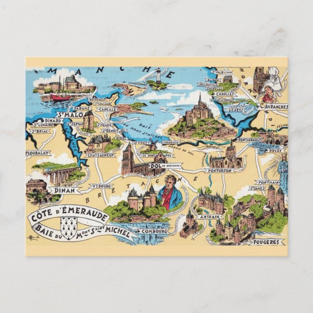 Cote D'Emeraude Frankreich Postkarte (Vorderseite)