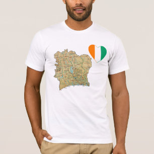 Côte d'Ivoire Flag Herzstück und Karte T - Shirt