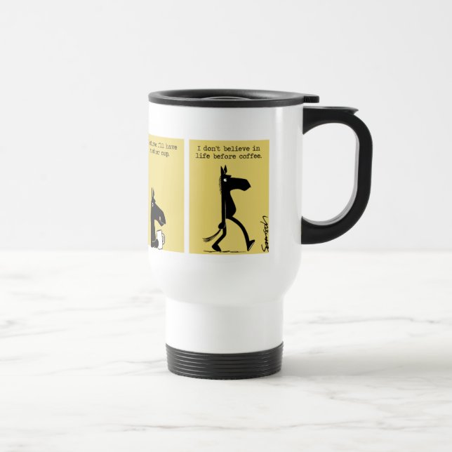 Côté en noir de la tasse #3 de voyage de cheval (Droite)