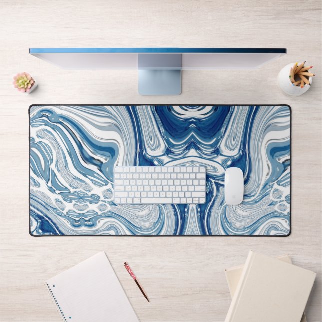 côte plage nautique vagues aquarelle bleu tourbill (Bureau 1)