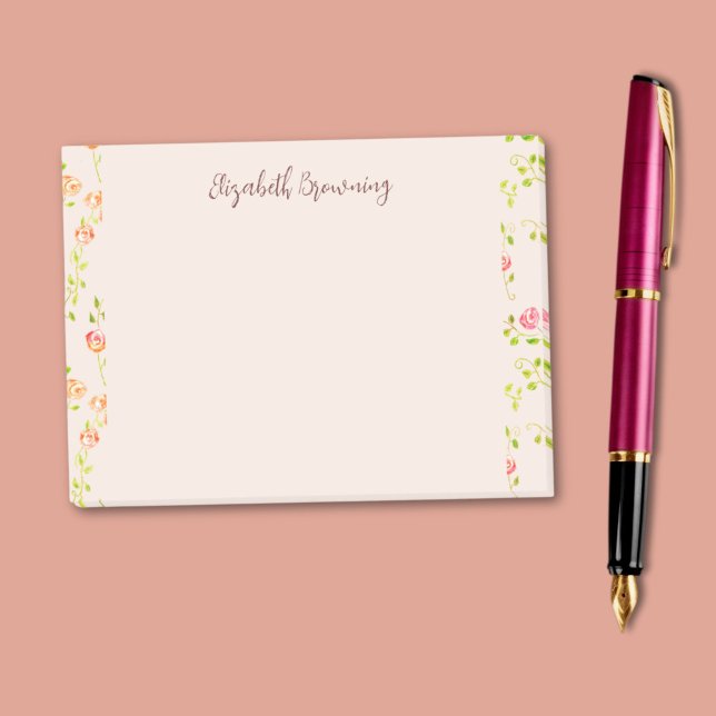 Cotgcore Rose Garten Niedlich HandGezeichnet Vinta Post-it Klebezettel (The roses are in gentle pastel colors of pink and yellow gold, with delicate green leaves.)