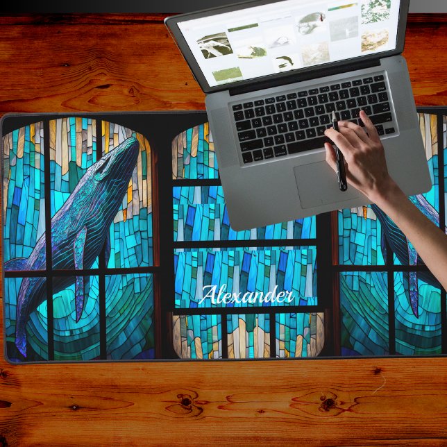 Côtière Tropical Blue Grey Whale Desk Mat (Créateur téléchargé)