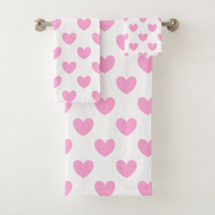 Coton Candy Pink coeurs sur blanc
