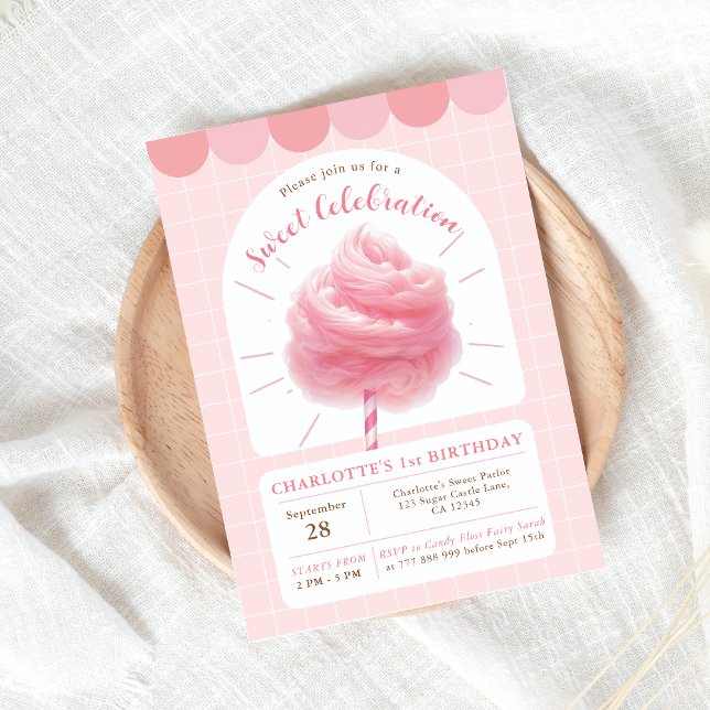 Coton Candy Sweet Celebration Pink Invitation (Créateur téléchargé)