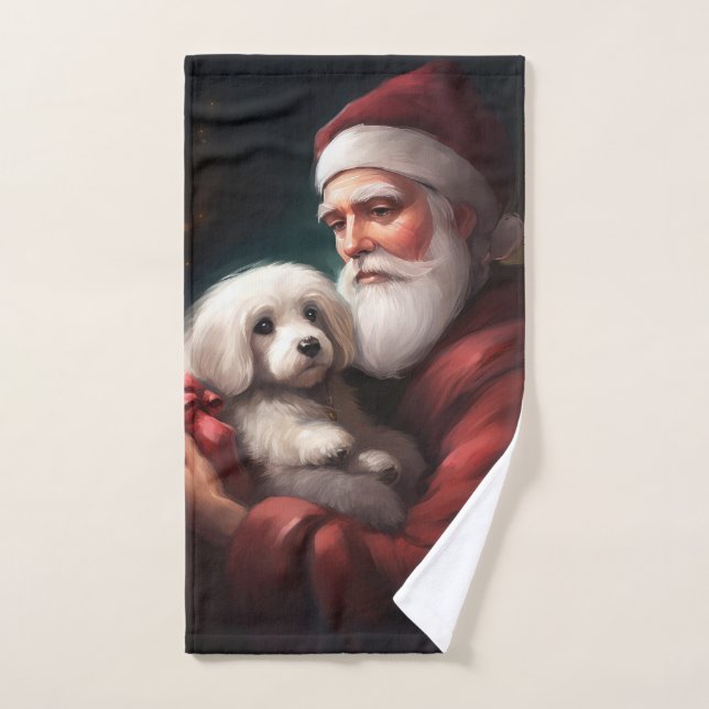 Coton De Tulear Avec Noël Du Père Noël (Serviette à main)