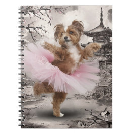 Coton de Tuléar Ballerina in chinesischer Tempelin Notizblock
