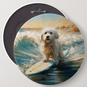 Coton De Tulear Beach Surfmalerei Button