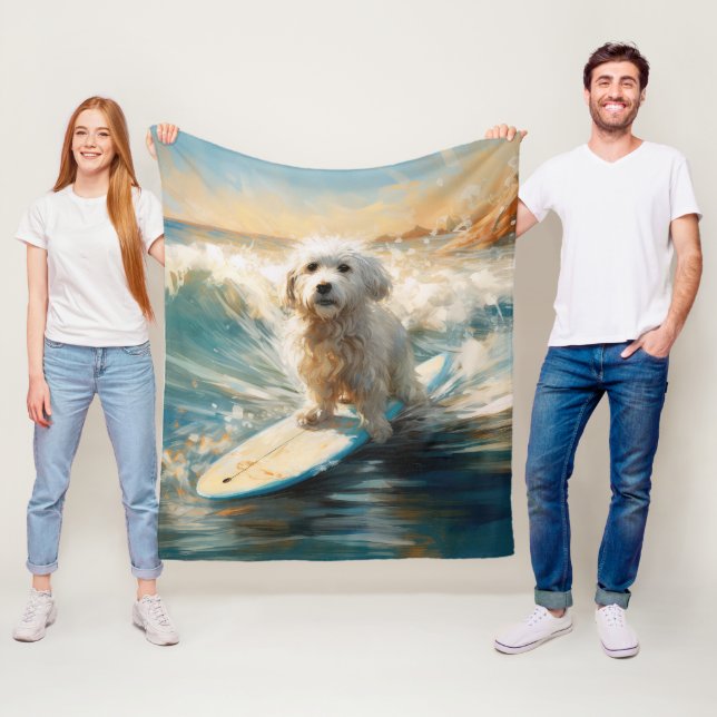 Coton De Tulear Beach Surfmalerei Fleecedecke (Beispiel)