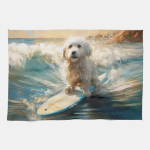 Coton De Tulear Beach Surfmalerei Geschirrtuch
