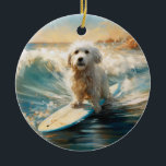 Coton De Tulear Beach Surfmalerei Keramik Ornament<br><div class="desc">Tauchen Sie ein in die spielerische Welt des Kaninchen-Abenteuers mit diesem faszinierenden Bild. Ein gepflegter Hund geht zu den Wellen und reitet geschickt auf einem sonnengeküssten Strand. Das lebendige Kunstwerk vereint wunderbar das Wesentliche der Erregung am Strand, während der Hund furchtlos auf den Wellen reitet und den Geist von Spaß...</div>