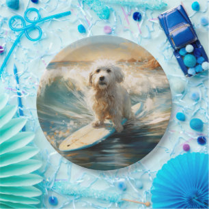 Coton De Tulear Beach Surfmalerei Pappteller