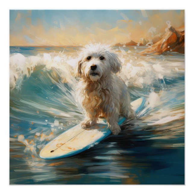 Coton De Tulear Beach Surfmalerei Poster (Vorderseite)