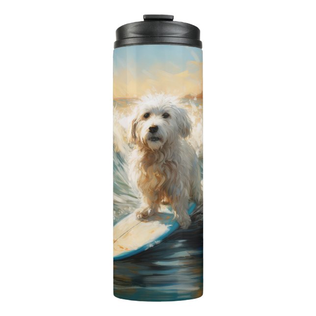 Coton De Tulear Beach Surfmalerei Thermosbecher (Vorderseite)