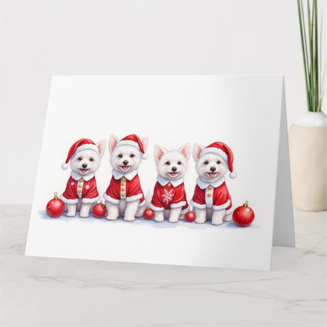 Coton de Tulear Christmas Dress Santa Hat Karte (Vorderseite)