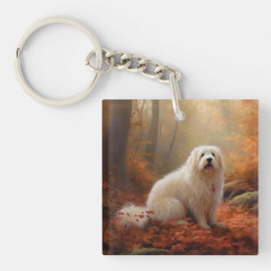 Coton De Tulear dans les feuilles d'automne qui to