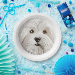 Coton De Tulear Dog 3D Inspiriert Pappteller