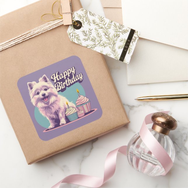Coton De Tulear Dog farbenfroh Quadratischer Aufkleber (Schenken)