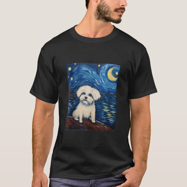 Coton de Tulear Dog Funny Artistic Van Gogh Dog Mo T-Shirt (Vorderseite)