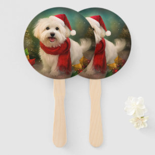 Coton De Tulear Dog in Schnee Weihnachten Fächer