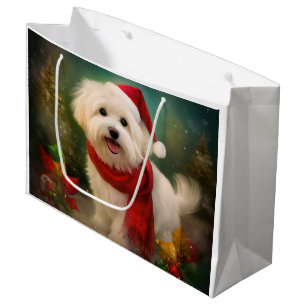 Coton De Tulear Dog in Schnee Weihnachten Große Geschenktüte