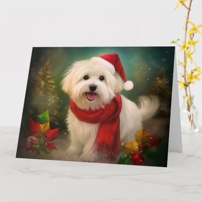 Coton De Tulear Dog in Schnee Weihnachten Karte (Gelbe Blume)