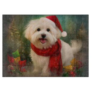 Coton De Tulear Dog in Schnee Weihnachten Schneidebrett