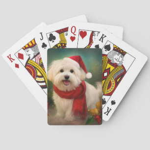 Coton De Tulear Dog in Schnee Weihnachten Spielkarten
