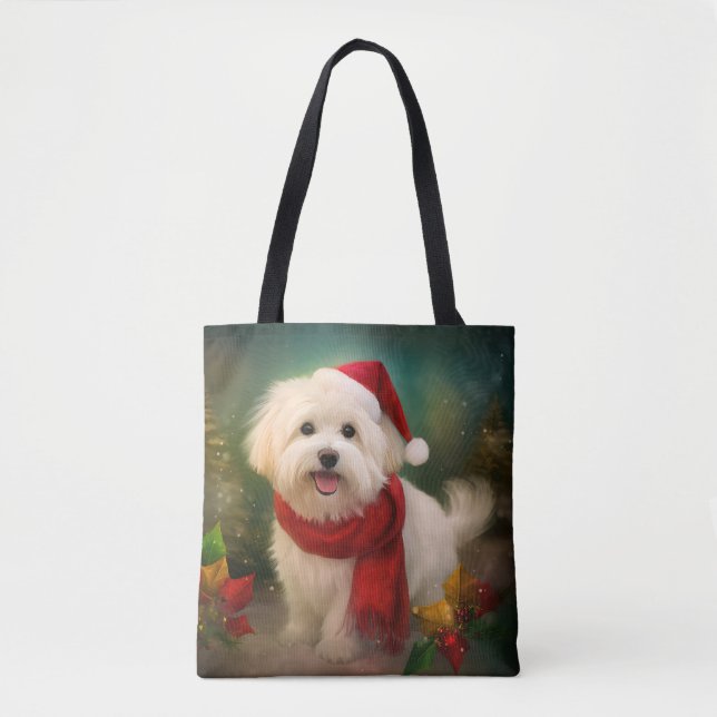 Coton De Tulear Dog in Schnee Weihnachten Tasche (Vorderseite)