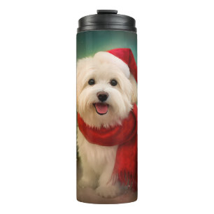 Coton De Tulear Dog in Schnee Weihnachten Thermosbecher