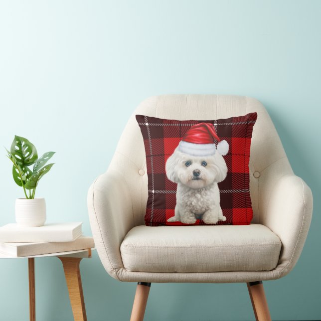 Coton de Tulear Dog Karierte Weihnachten Kissen (Stuhl )