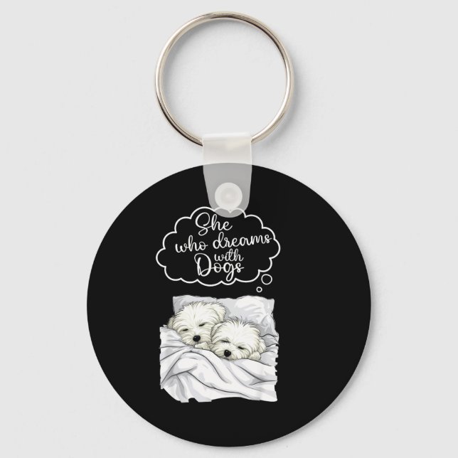 Coton De Tulear Dog Nightgown Pajama  Schlüsselanhänger (Vorderseite)